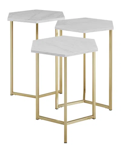 Hewson Set Of 3 Glam Nesting Side End Tables