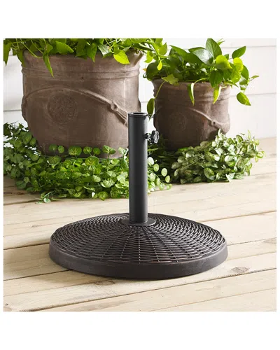Hewson Wicker Style Round Outdoor Patio Umbrella Base- Antique Bronze