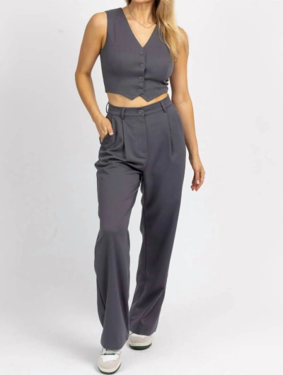 Hey Babe Button Vest And Trouser Set In Grey