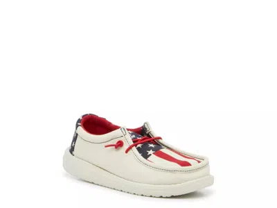 Hey Dude Americana Wally Slipon Sneaker Kids' In White/red/blue Stars & Stripes