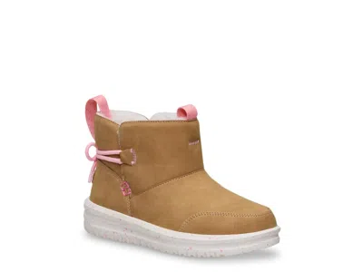 Hey Dude Camden Bow Cozy Boot Kids' In Chestnut