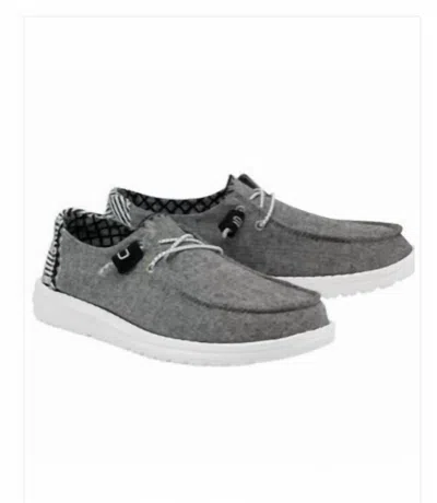 Hey Dude Kids' Girl's Wendy Youth Shoes In Onyx Chambray In Gray