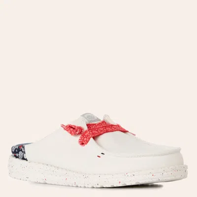 Hey Dude Heydude Women's Wendy Slip Americana Paisley White Moc Toe Shoes