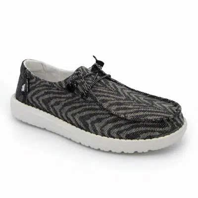 Hey Dude Kid's Wendy Shoes In Woven Zebra Black Stripe In Multi