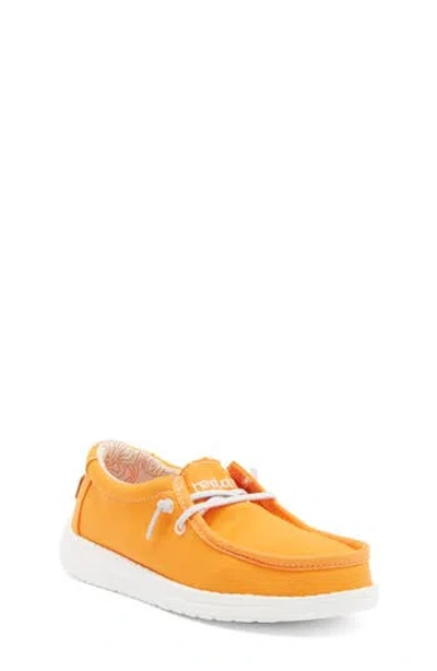Hey Dude Kids' Wally Moc Toe Slip-on Sneaker In Orange