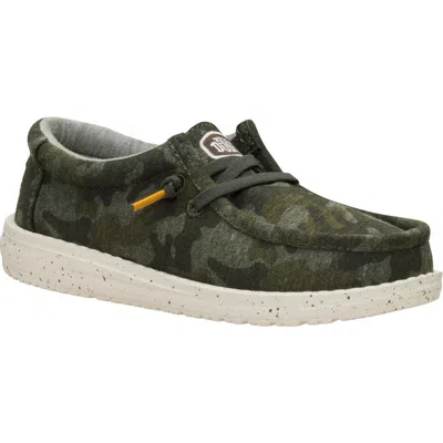 Hey Dude Kids' Wally T Stretch Jersey Camo Slip-on In Green