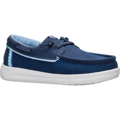 Hey Dude Kids' Wells Slip On Boat Shoe In Blue