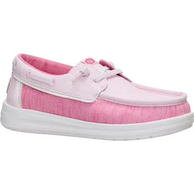 Hey Dude Kids' Wells Slip On Boat Shoe In Pink