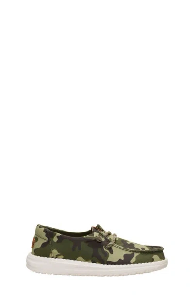 Hey Dude Kids' Wendy Essential Camo Slip-on Shoe In Green
