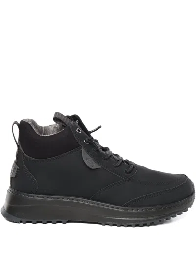 Hey Dude Lace-up Rubber Sole Sneakers In Black