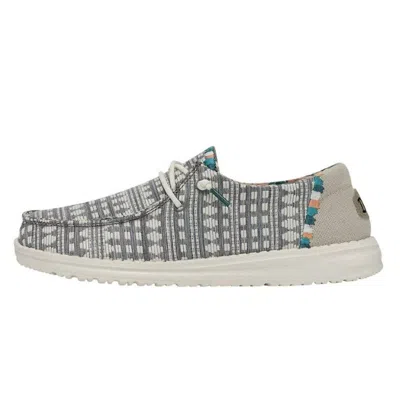 Hey Dude Ladies Wendy Boho Shoes In Embroidered Grey