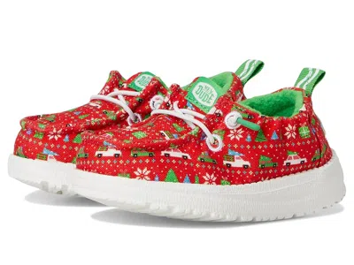 Hey Dude Kids' Lildude Holiday Sweater (infant/toddler) Girls Shoes Red/green : 4 Toddler M, Canvas In Multi