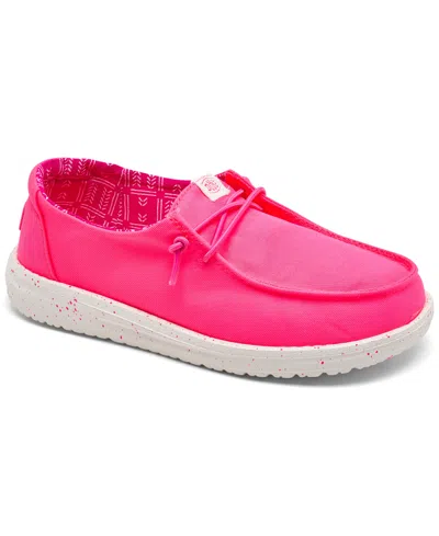 Hey Dude Kids' Little Girls' Wendy Canvas Casual Moccasin Sneakers From Finish Line In Pink