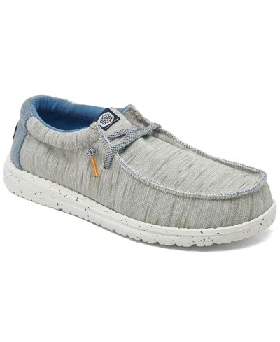 Hey Dude Little Kids Wally Jersey Casual Moccasin Sneakers From Finish Line In Grey,light Blue