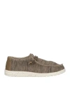 Hey Dude Man Lace-up Shoes Khaki Size 11 Textile Fibers In Beige