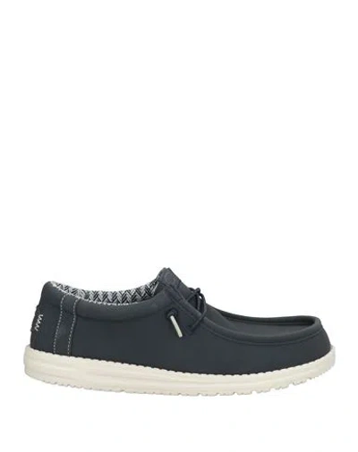 Hey Dude Man Lace-up Shoes Navy Size 9 Synthetic Fibers In Blue
