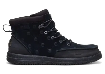 Pre-owned Hey Dude Men's  Bradley Suede Jelly Roll Sneakers Inoyster In Black/black Oyster