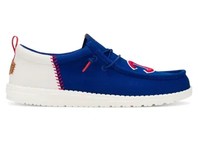 Pre-owned Hey Dude Men's  Wally Funk Mlb Chicago Cubs Sneakers In Royal/white