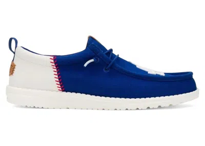 Pre-owned Hey Dude Men's  Wally Funk Mlb Los Angeles Dodgers Sneakers In Royal/white