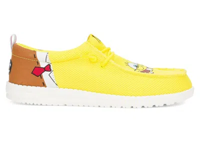 Pre-owned Hey Dude Men's  Wally Funk Spongebob Squarepants Sneakers In Brown/yellow In Multi