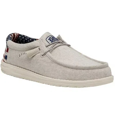Hey Dude Men's  Wally Patriotic 40001-1k1 Off-white Canvas Casual Shoes Zogg2017