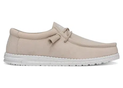 Pre-owned Hey Dude Men's  Wally Slub Canvas Sneakers In Natural