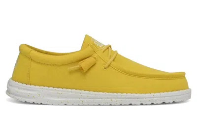 Pre-owned Hey Dude Men's  Wally Slub Sneakers In Empire Yellow