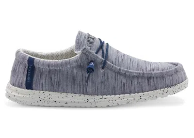 Pre-owned Hey Dude Men's  Wally Stretch Sneakers In Navy Blue