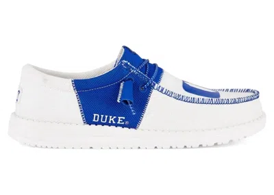 Pre-owned Hey Dude Men's  Wally Tri Duke Devils Sneakers In White/blue In Multi