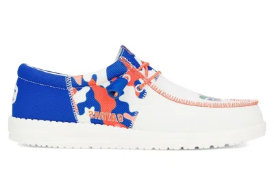 Pre-owned Hey Dude Men's  Wally Tri Florida Gators Sneakers In Varsity Blue/orange