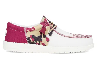 Pre-owned Hey Dude Men's  Wally Tri Fsu Seminoles Sneakers In White/red In Multi