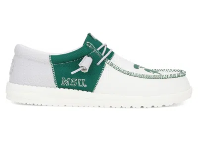 Pre-owned Hey Dude Men's  Wally Tri Michigan State Spartans Sneakers In Green