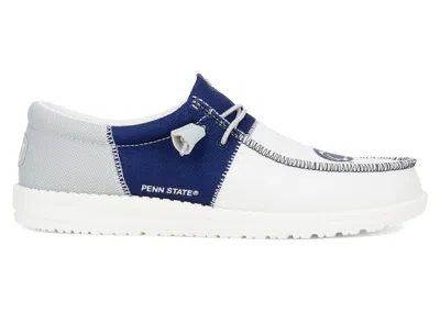 Pre-owned Hey Dude Men's  Wally Tri Penn State Nittany Lions Sneakers In Navy Blue/grey In Multi