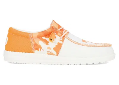 Pre-owned Hey Dude Men's  Wally Tri Tennessee Volunteers Sneakers In Orange/white In Multi