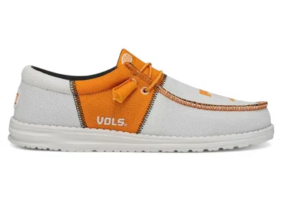 Pre-owned Hey Dude Men's  Wally Tri Tennessee Volunteers Sneakers In White/orange In Multi