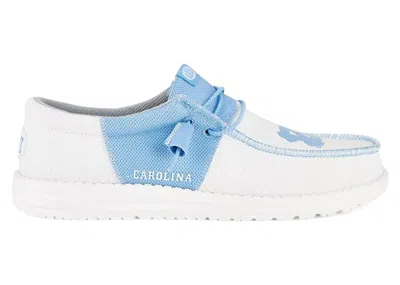 Pre-owned Hey Dude Men's  Wally Tri Unc Tar Heels Sneakers In White/blue In Multi
