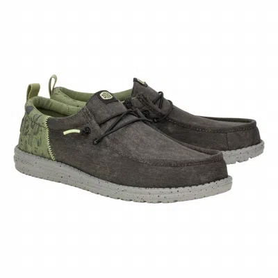 Hey Dude Men's Wall Funk Desert Landscape Shoes In Black & Army Green In Multi