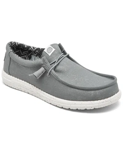 Hey Dude Men's Wally Warmth Knit Casual Moccasin Sneakers From Finish Line In Gray,white