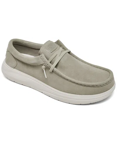 Hey Dude Men's Wally Comfort Suede Casual Sneakers From Finish Line In Stone Gray
