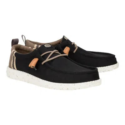 Hey Dude Men's Wally Craft Linen Slip-on Shoes In Black/walnut In Multi