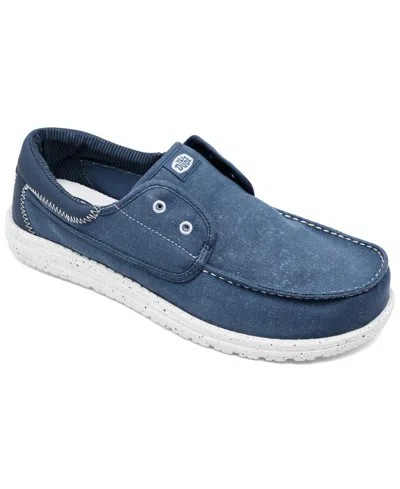 Hey Dude Men's Wally Cru Stretch Canvas Casual Moccasin Sneakers From Finish Line In Blue