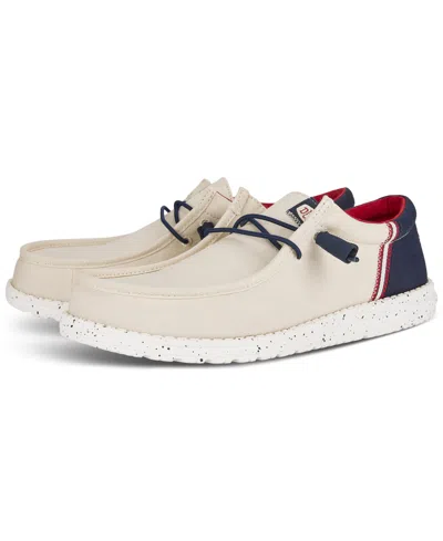 Hey Dude Men's Wally Funk Americana Casual Moccasin Sneakers From Finish Line In Off White,navy,red