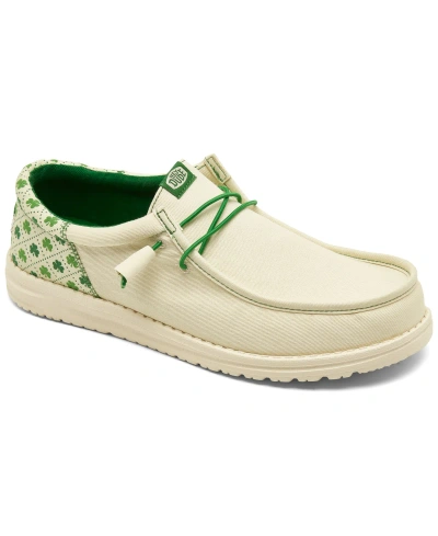 Hey Dude Men's Wally Funk Luck Slip-on Casual Sneakers From Finish Line In White,shamrock