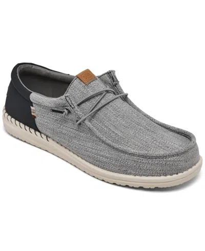 Hey Dude Men's Wally Funk Nylon Craft Casual Moccasin Sneakers From Finish Line In Grey,black