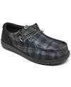 Hey Dude Men's Wally Funk Waffle Casual Moccasin Sneakers From Finish Line In Black Plaid