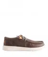 Hey Dude Men's Wally Grip Craft Leather Shoes In Grey In Brown