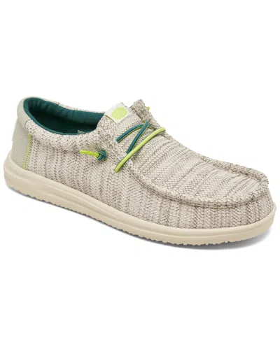 Hey Dude Men's Wally H2o Mesh Slip-on Casual Mocassin Sneakers From Finish Line In White,lime Punch