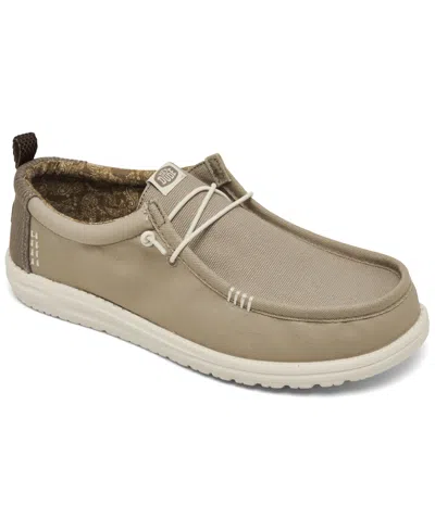 Hey Dude Men's Wally Hickory Denim Slip-on Casual Moccasin Sneakers From Finish Line In Taupe