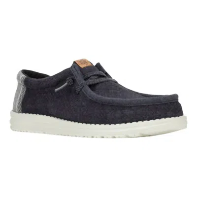 Hey Dude Men's Wally Jute Slip On Shoes In Black/granite Grey