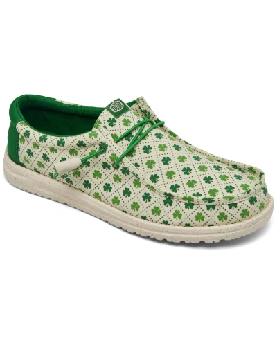 Hey Dude Men's Wally Luck Shamrock Print Casual Moccasin Slip-on Sneakers From Finish Line